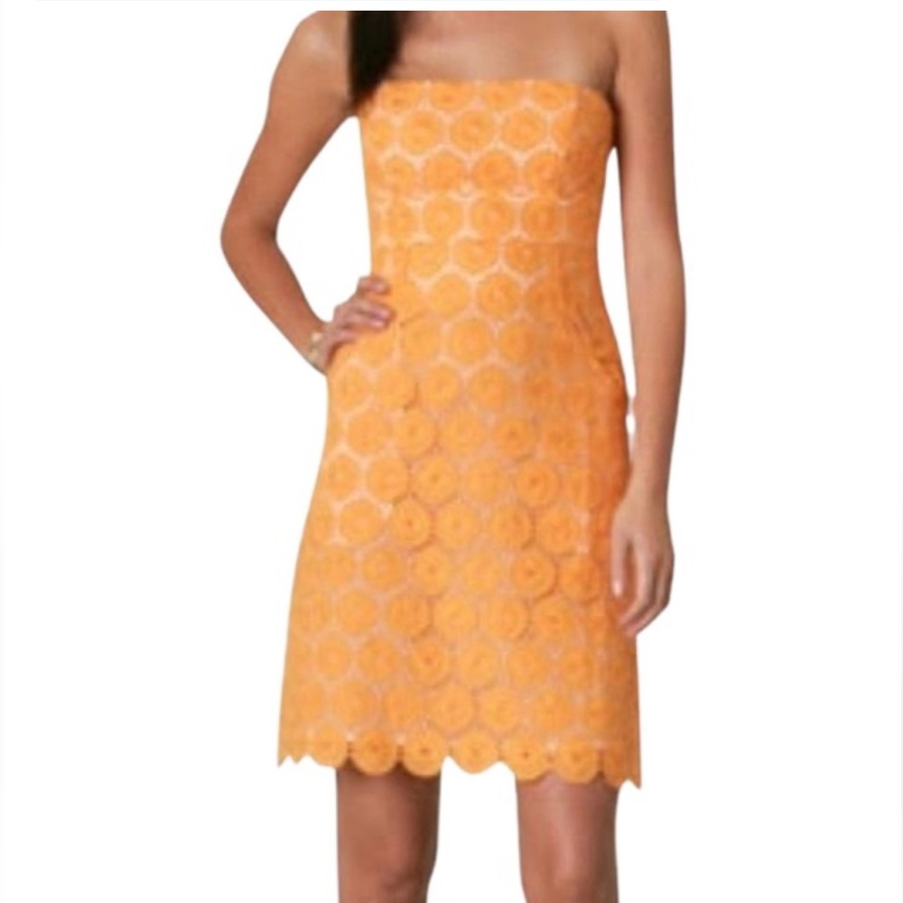 Shoshanna Size 6 Orange Strapless Dress no flaws gorgeous summer dress